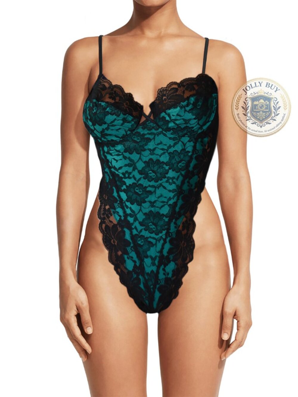 Victoria’s Secret Vintage Bodysuit Black Lace Emerald Bustier Teddy Size 34 B/C